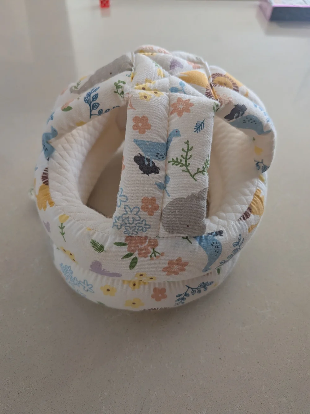 Plush Floral & safari Pattern Baby Head Protector - White